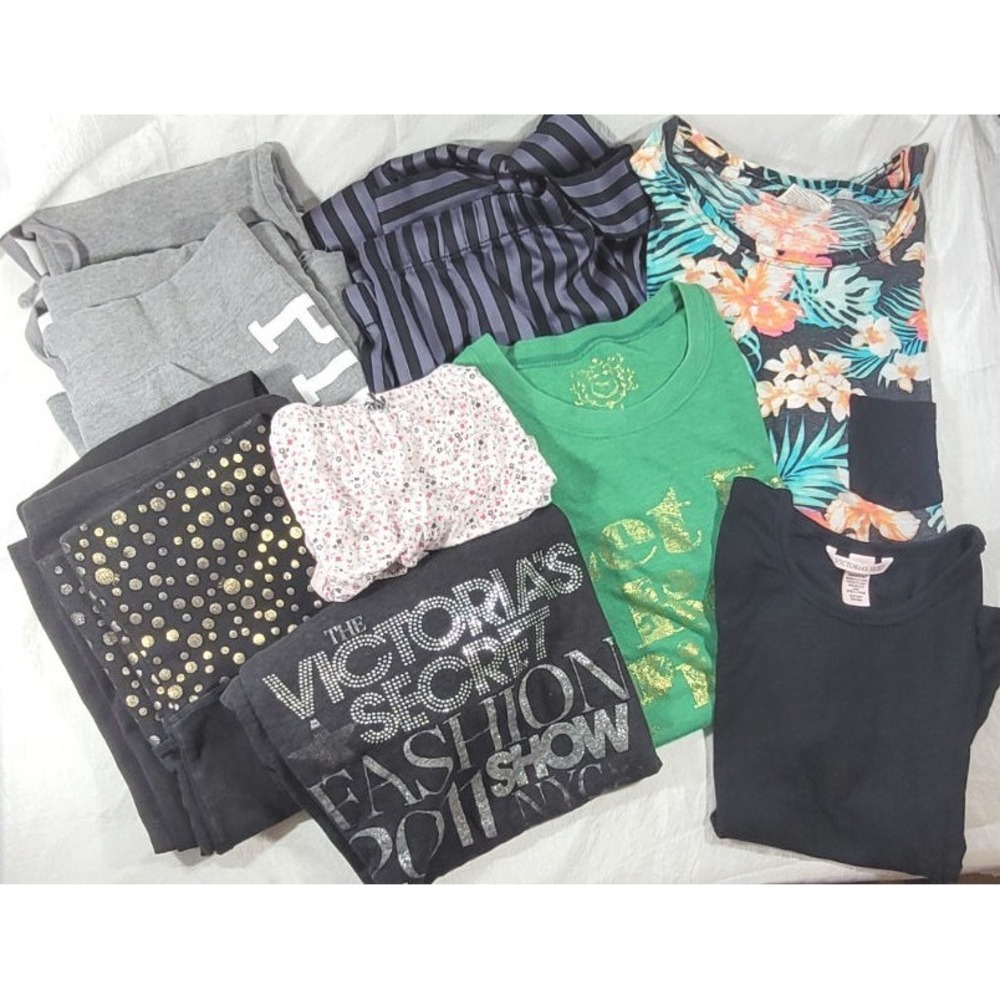 LOT: Bundle of 8 pcs Victoria Secret T-Shirts, PJ Pants, Leggings - All Size S